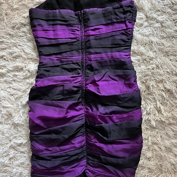 Betsy Johnson Black and Purple Ruched Strapless Dress - Picture 2 of 3
